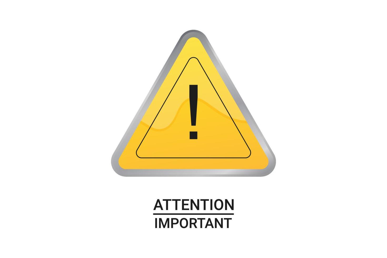 A yellow triangle with attention important on it. vector