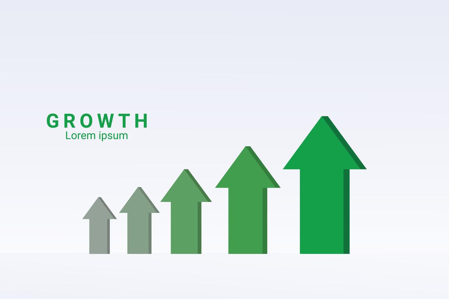 A graphic of green arrows pointing up and the words grow on the top. vector