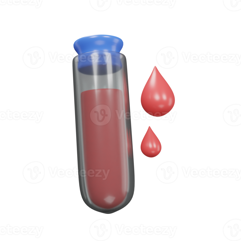 Blut Tube Symbol medizinisch Vermögenswerte 3d Wiedergabe. png