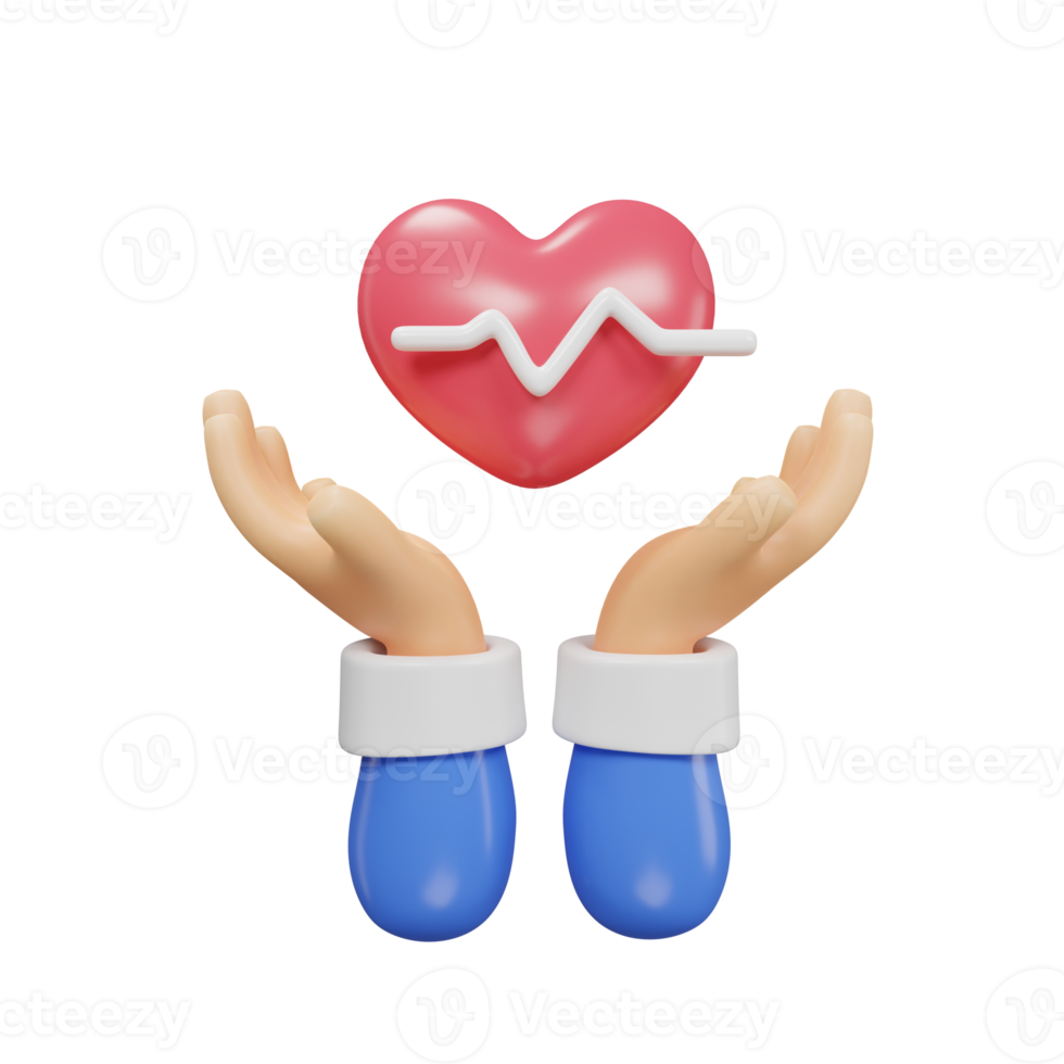 hand hold heart icon medical assets 3D rendering. png