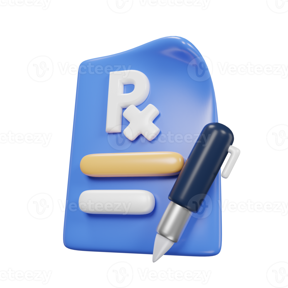 prescription icon medical assets 3D rendering. png