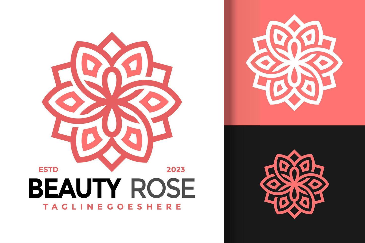 belleza Rosa ornamental logo vector icono ilustración