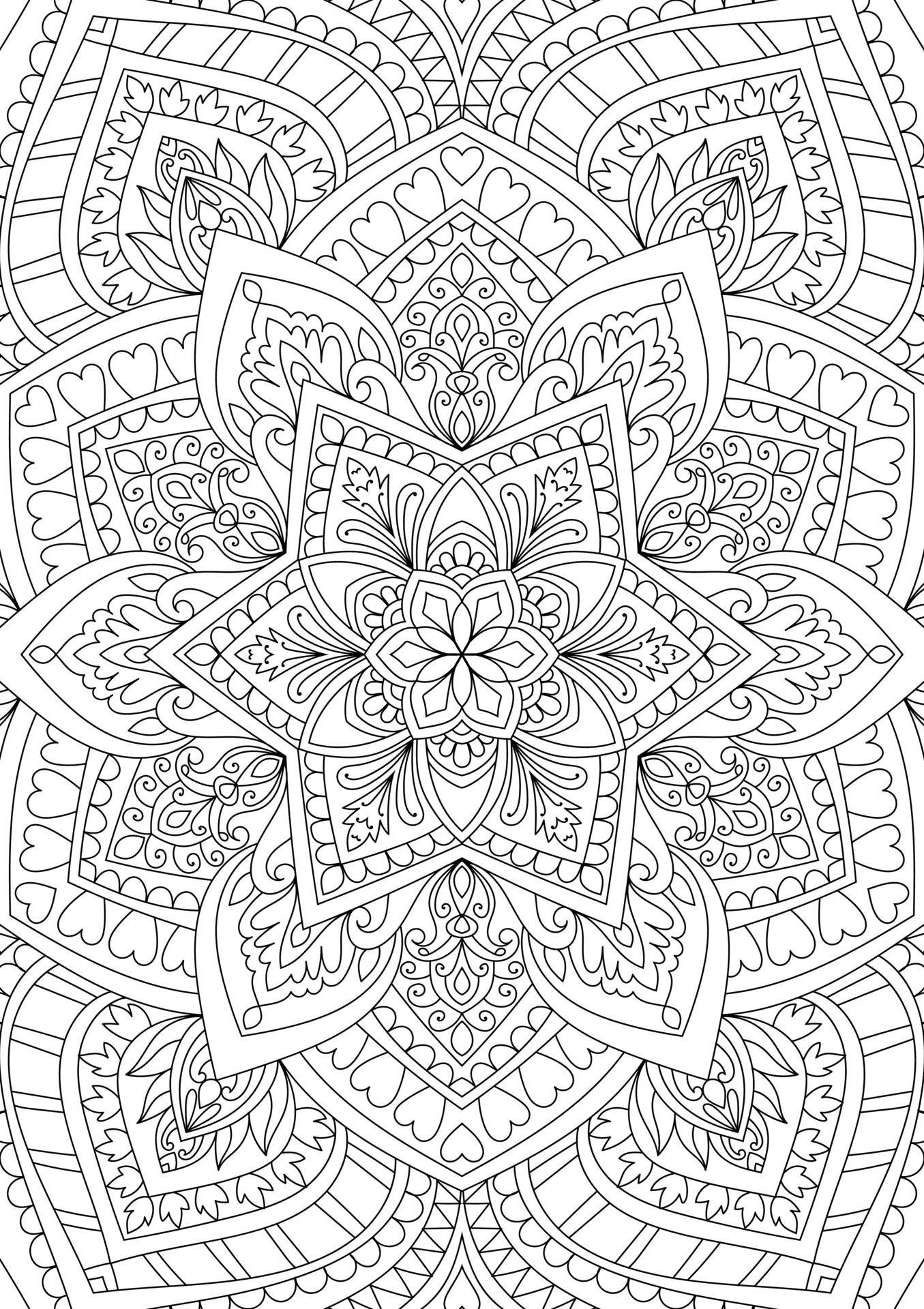 Decorative mehndi design style detailed mandala coloring page ...