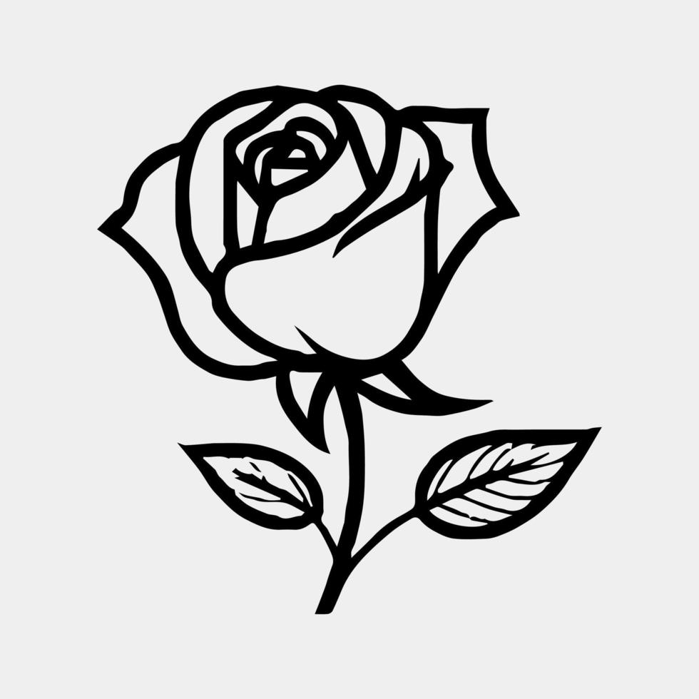 A black and white drawing of a rose vector