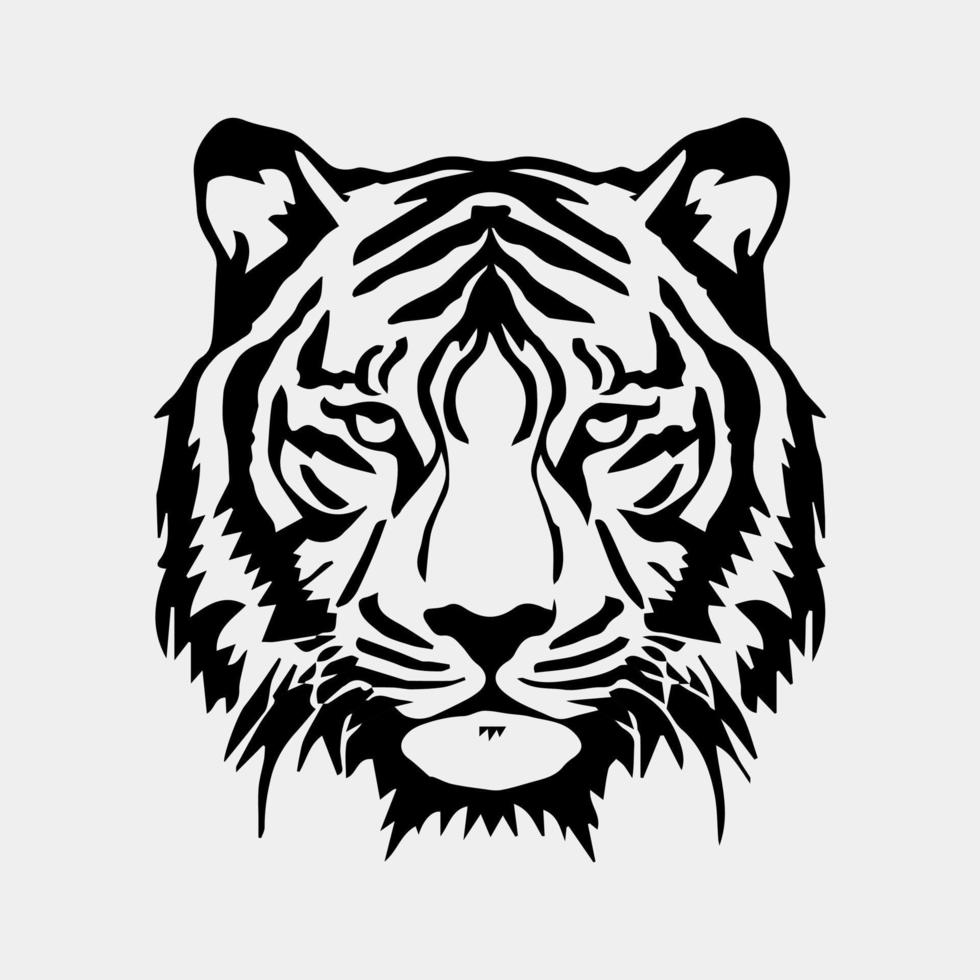 un negro y blanco vector de un de tigre rostro.