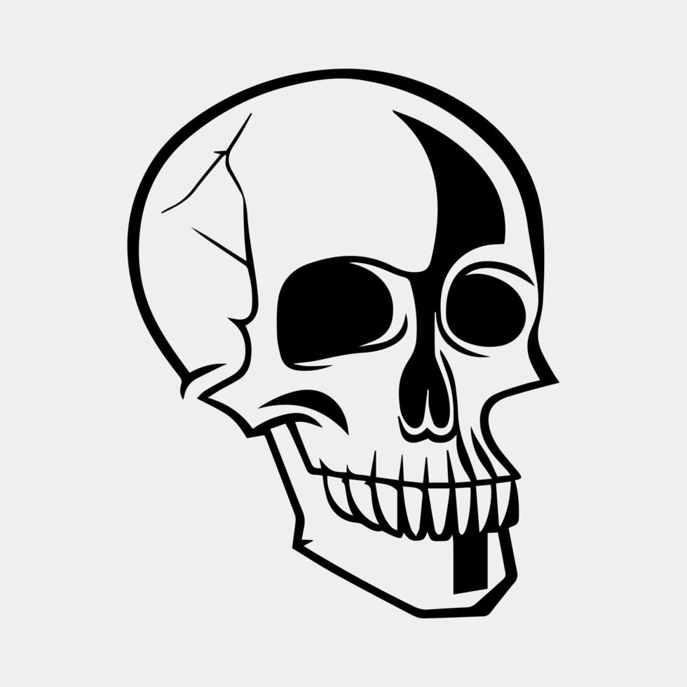 Black and white human skull tattoo design vector