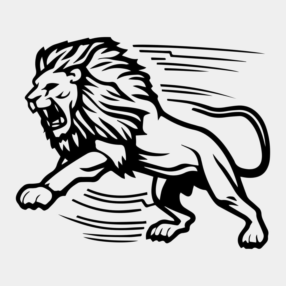 simple black jump high lion , running logo symbol design illustration vector
