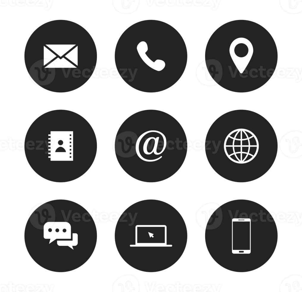 circular negocio contacto comunicación png icono conjunto