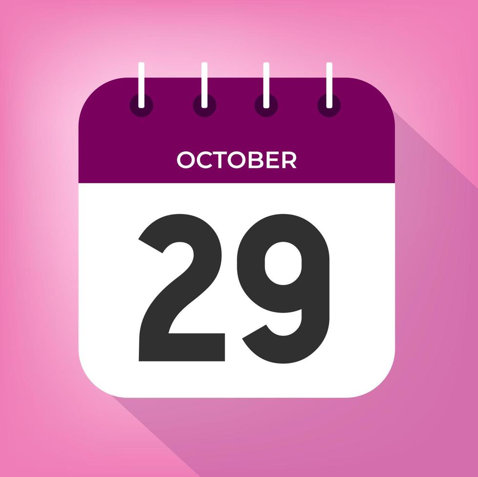 octubre día 29 número veintinueve en un blanco papel con púrpura color frontera en un rosado antecedentes vector. vector
