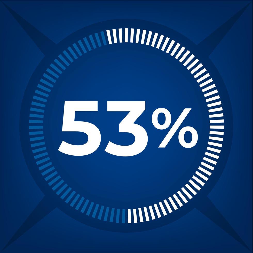 53 percent count on dark blue background vector