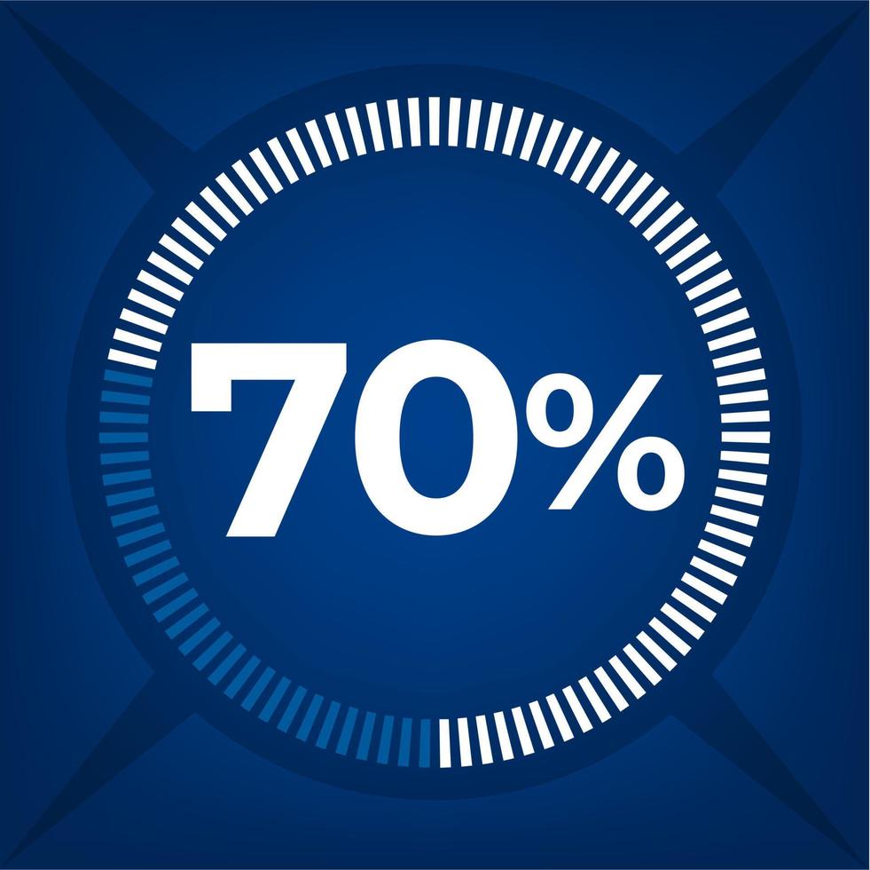 70 percent count on dark blue background vector