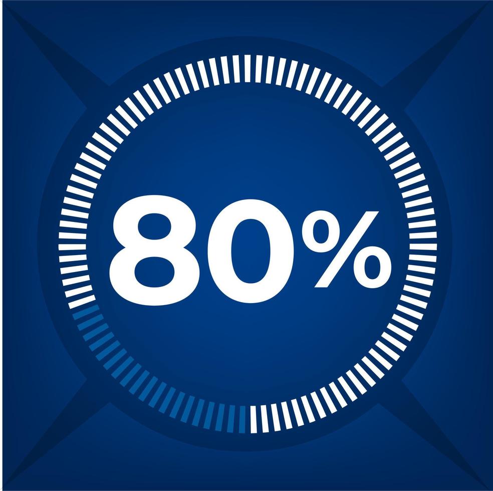 80 percent count on dark blue background vector