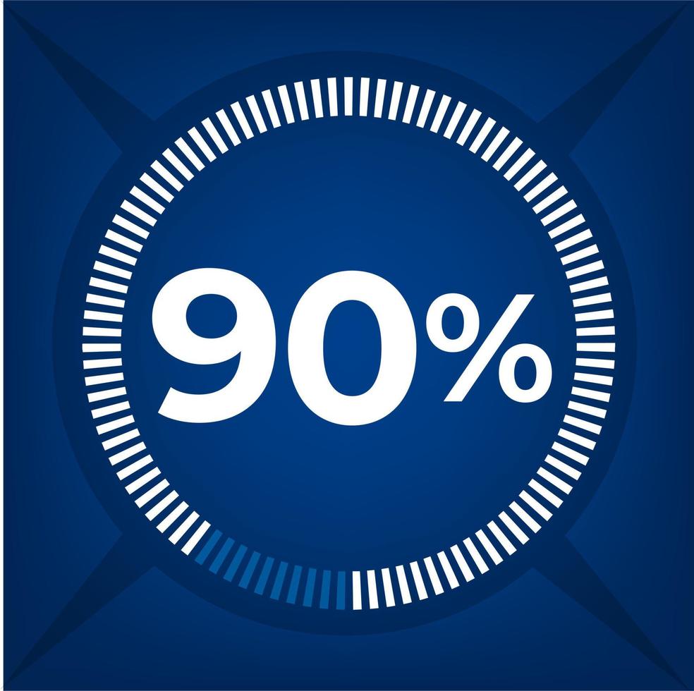 90 percent count on dark blue background vector