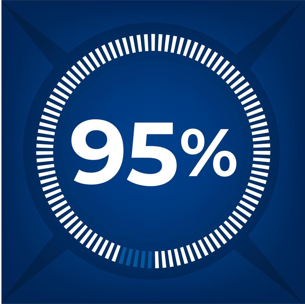 95 percent count on dark blue background vector