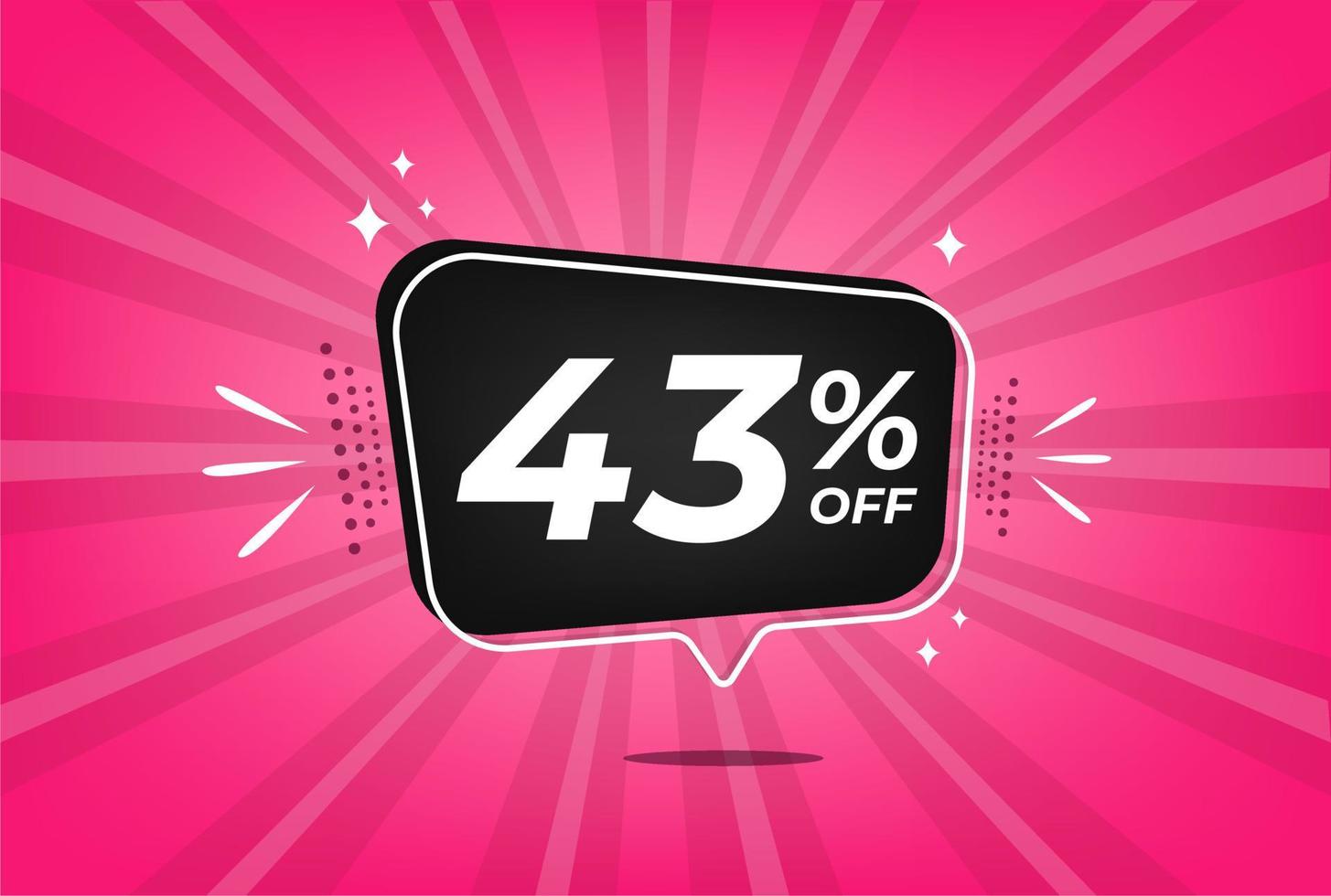 43 percent discount. Pink banner with floating balloon for promotions and offers. vector