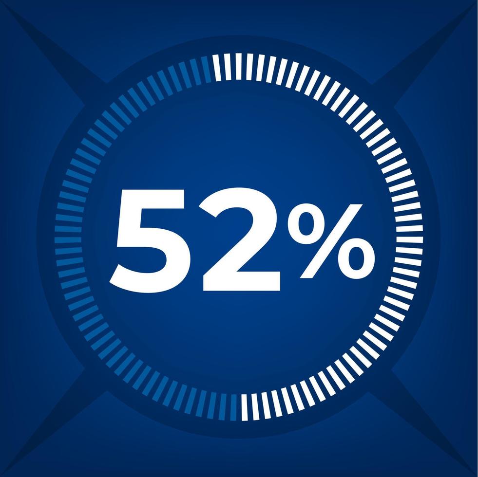 52 percent count on dark blue background vector