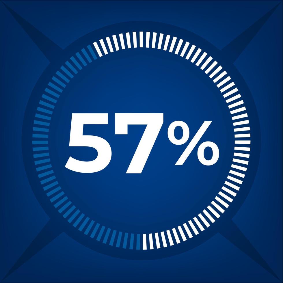 57 percent count on dark blue background vector