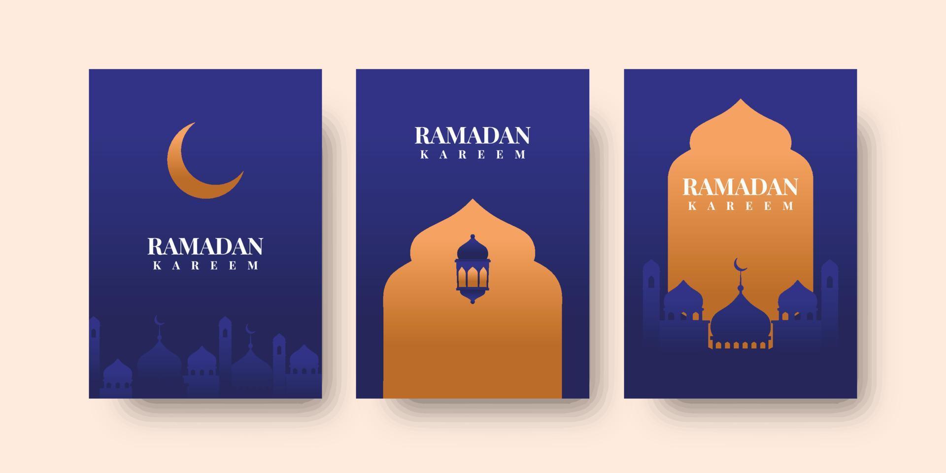 Set ramadan flyer background illustration template design vector