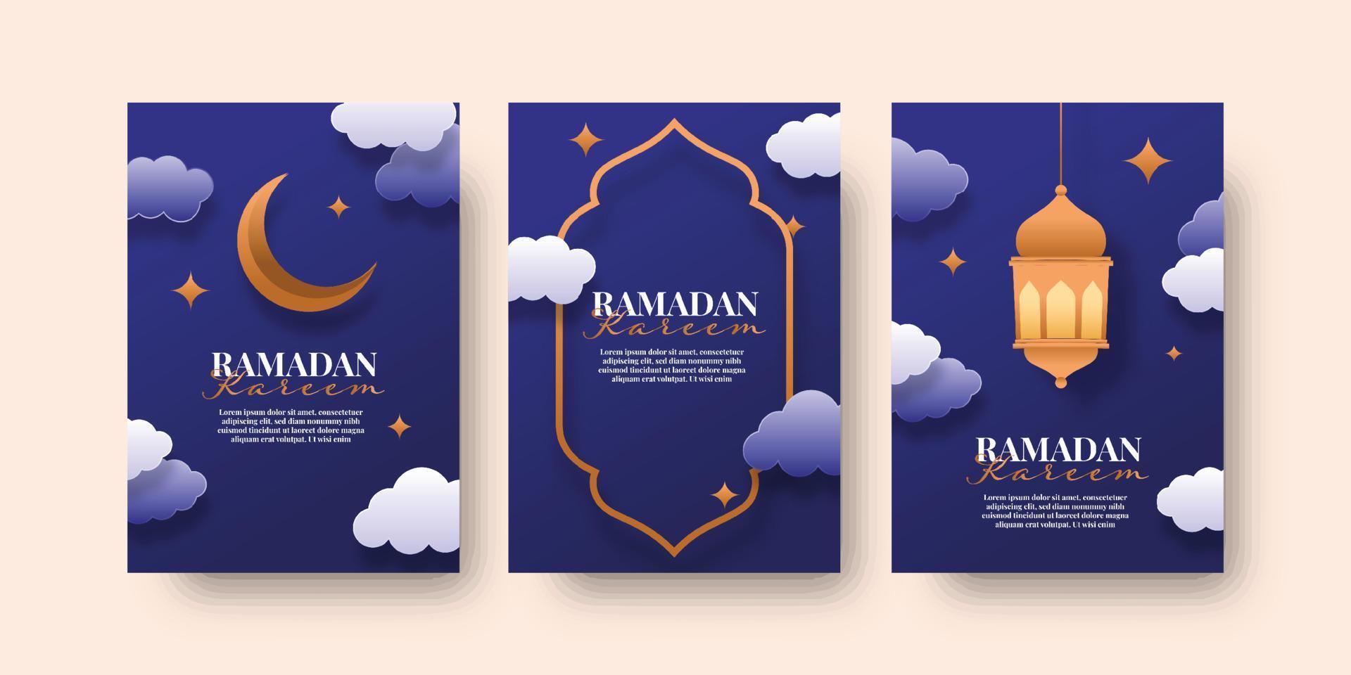 Set ramadan flyer background illustration template design vector