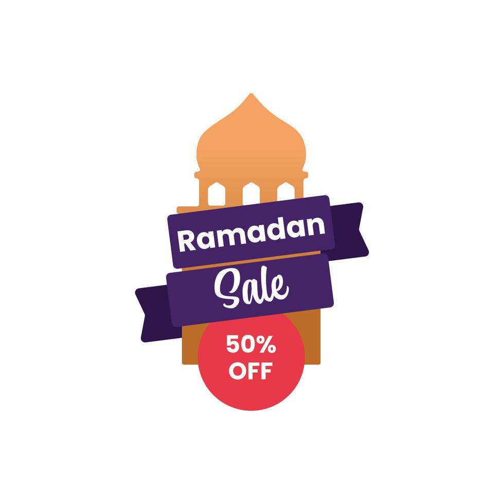 Ramadan sale tag promotion label special discount template design vector