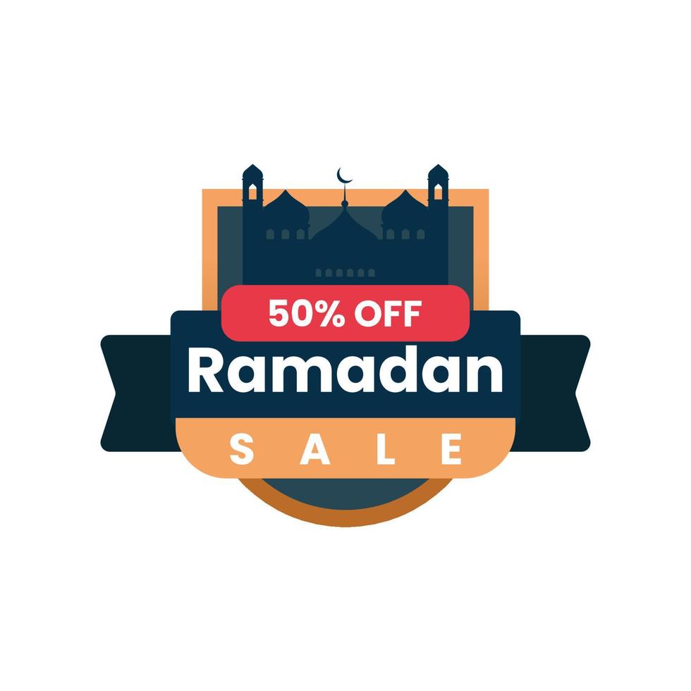 Ramadan sale tag promotion label special discount template design vector