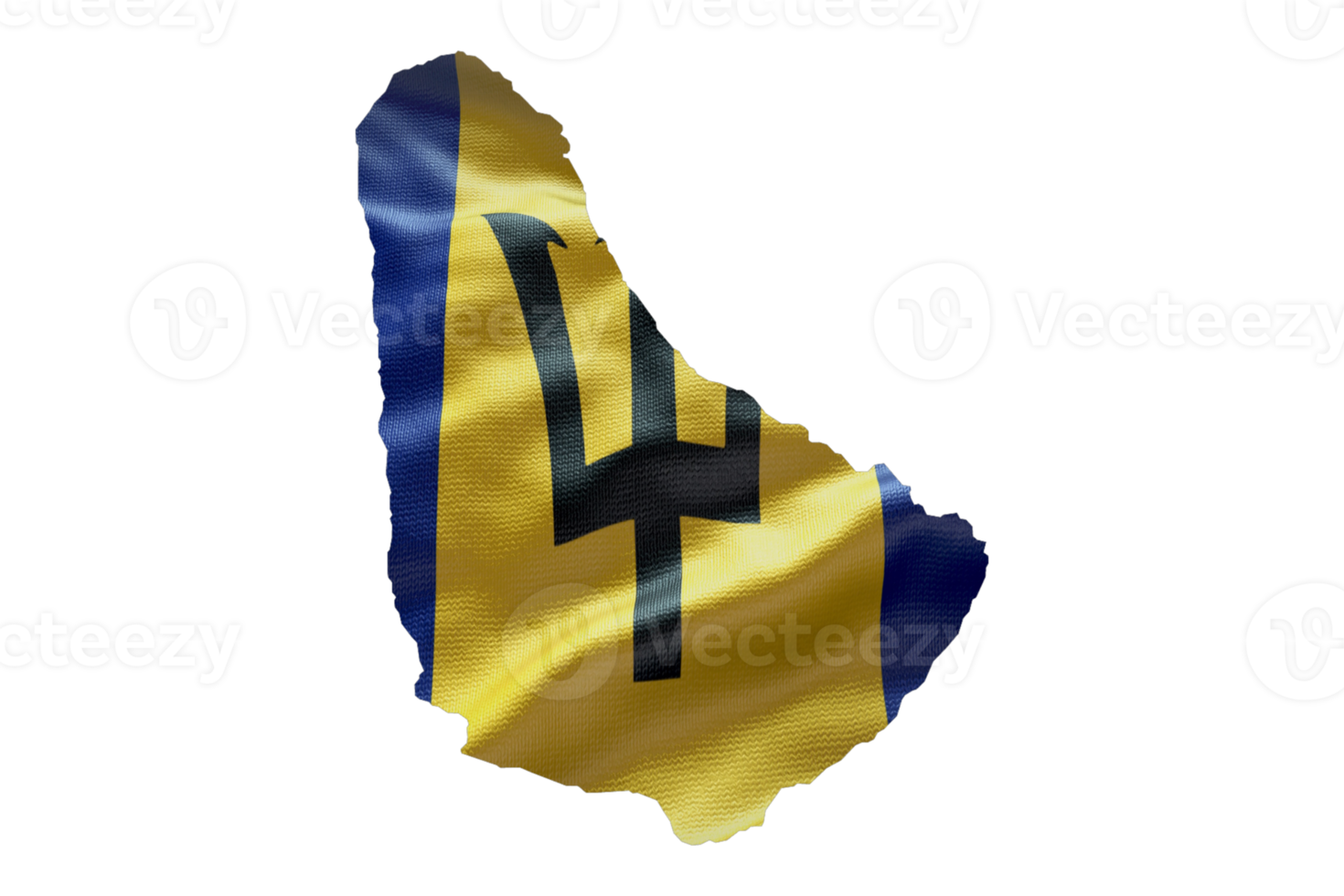 Barbados map outline icon. PNG alpha channel. Country with national flag