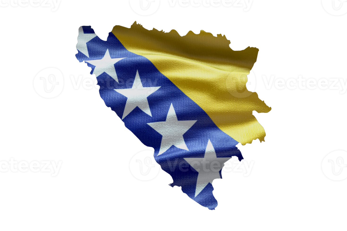 Bosnia and Herzegovina map outline icon. PNG alpha channel. Country with national flag