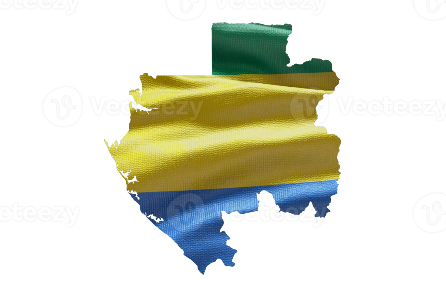 Gabon map outline icon. PNG alpha channel. Country with national flag