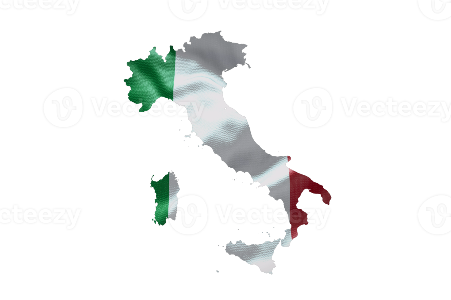 Italy map outline icon. PNG alpha channel. Country with national flag