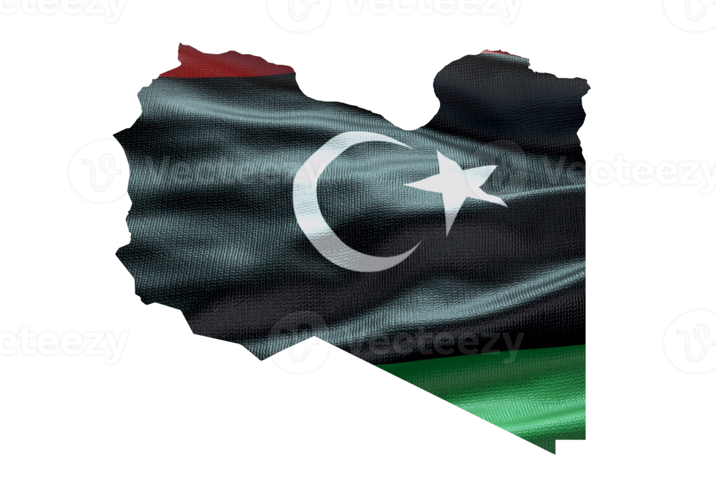 Libyen Karte Gliederung Symbol. png Alpha Kanal. Land mit National Flagge