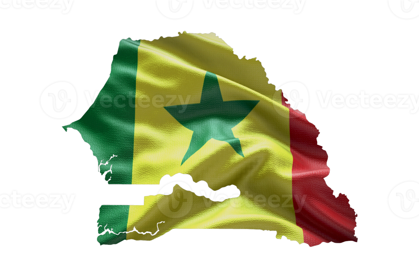 Senegal map outline icon. PNG alpha channel. Country with national flag