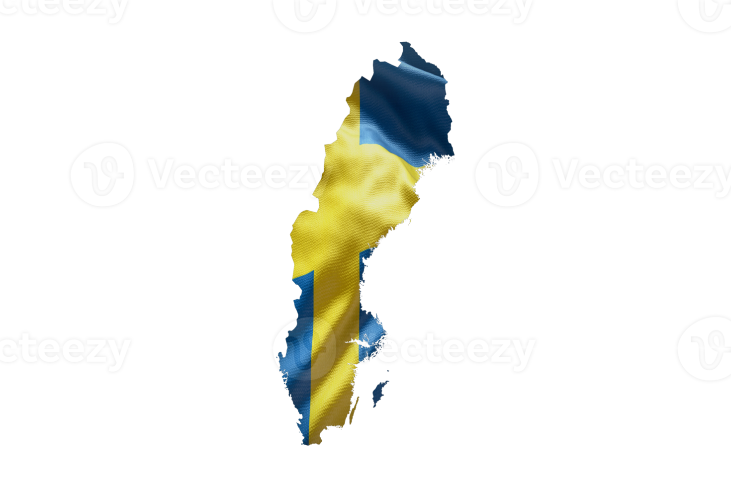 Sweden map outline icon. PNG alpha channel. Country with national flag