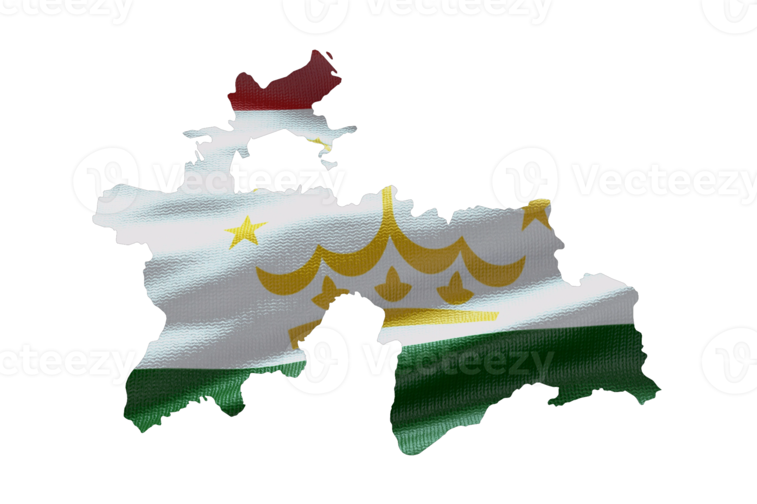 Tajikistan map outline icon. PNG alpha channel. Country with national flag