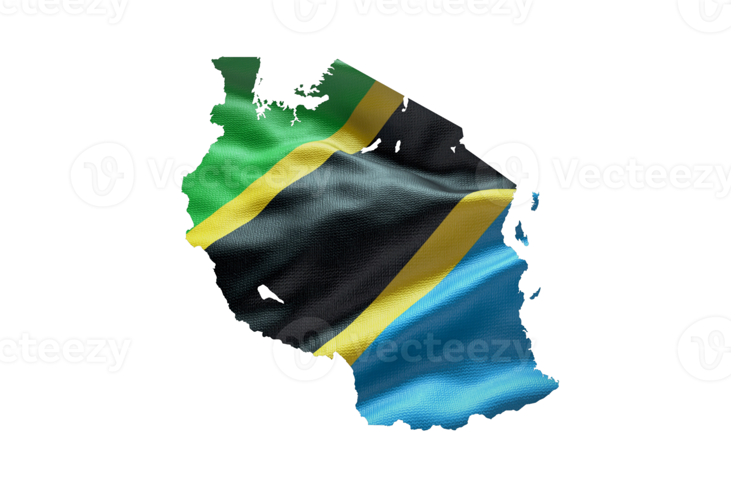 Tanzania map outline icon. PNG alpha channel. Country with national flag