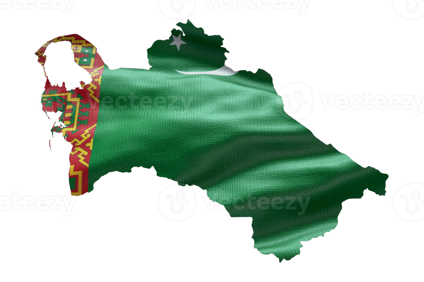 Turkmenistan map outline icon. PNG alpha channel. Country with national flag