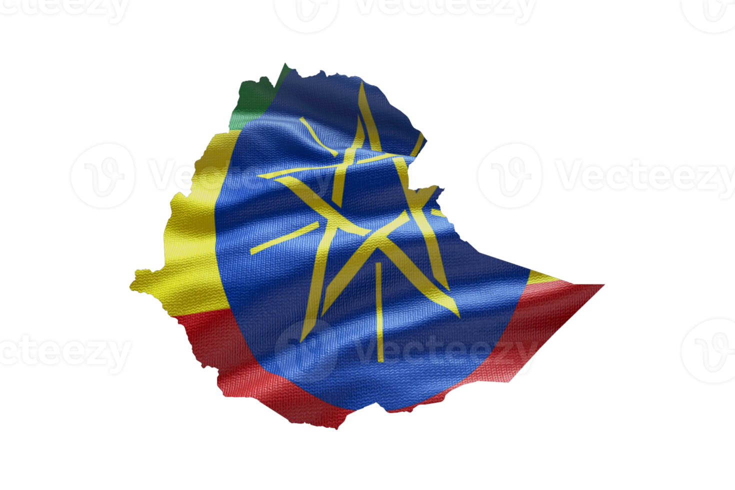 Ethiopia map outline icon. PNG alpha channel. Country with national flag