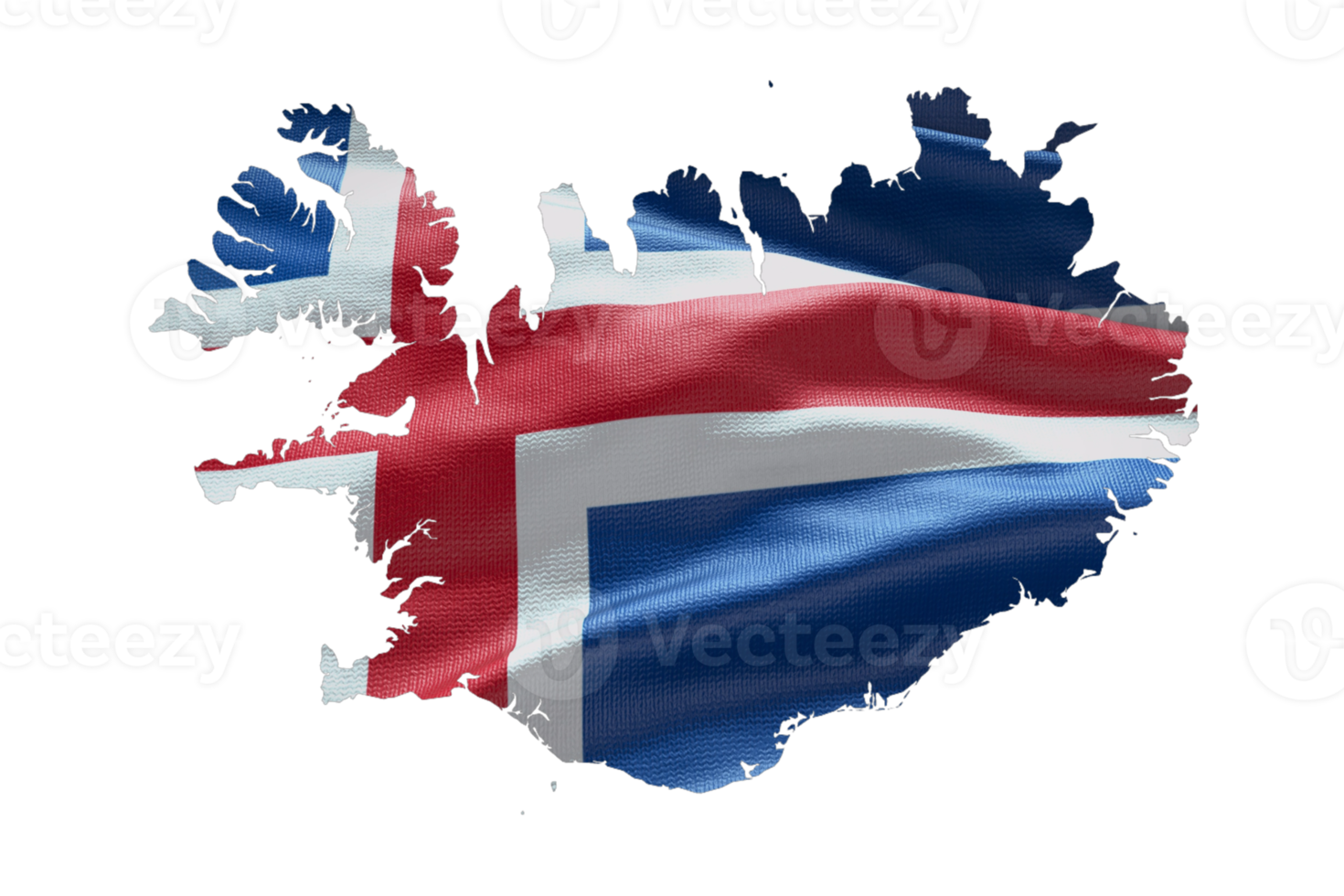 Iceland map outline icon. PNG alpha channel. Country with national flag