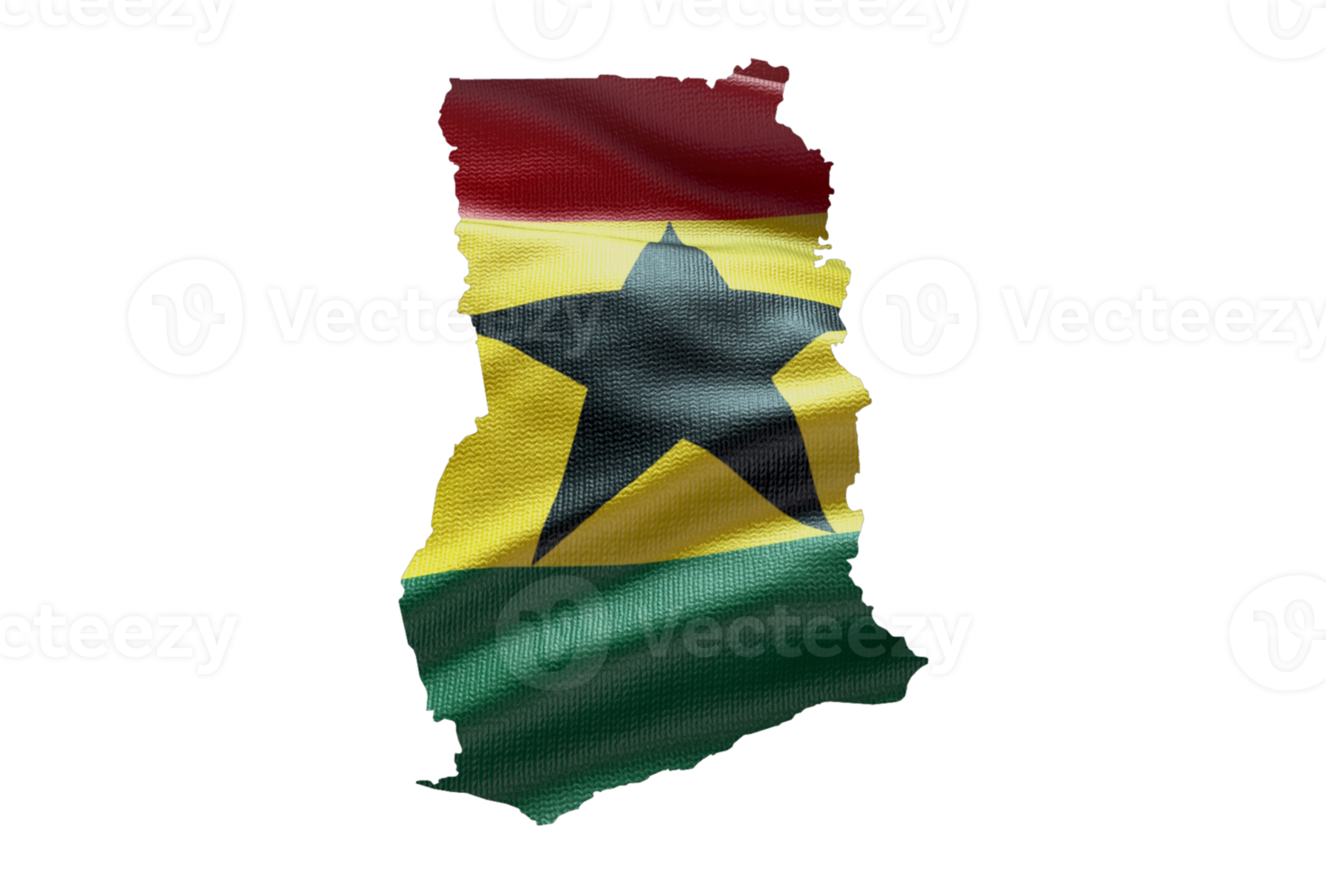 Ghana map outline icon. PNG alpha channel. Country with national flag