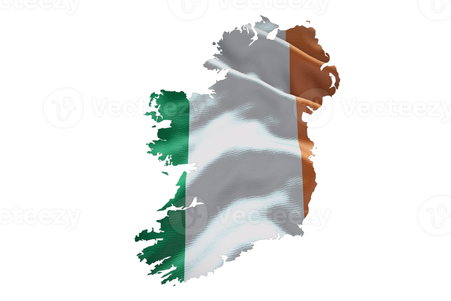 Ireland map outline icon. PNG alpha channel. Country with national flag