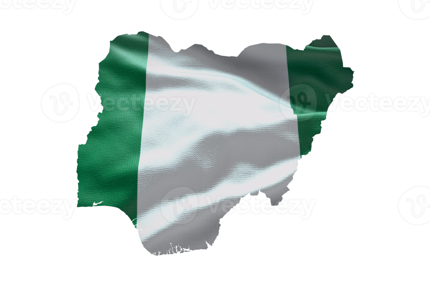 Nigeria map outline icon. PNG alpha channel. Country with national flag