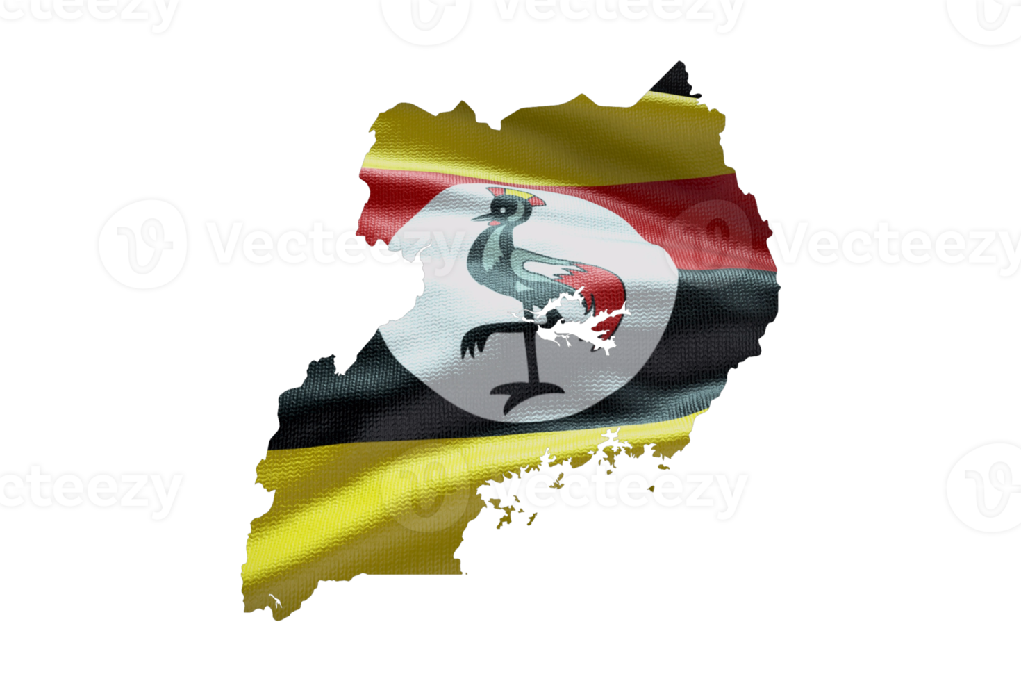 Uganda map outline icon. PNG alpha channel. Country with national flag