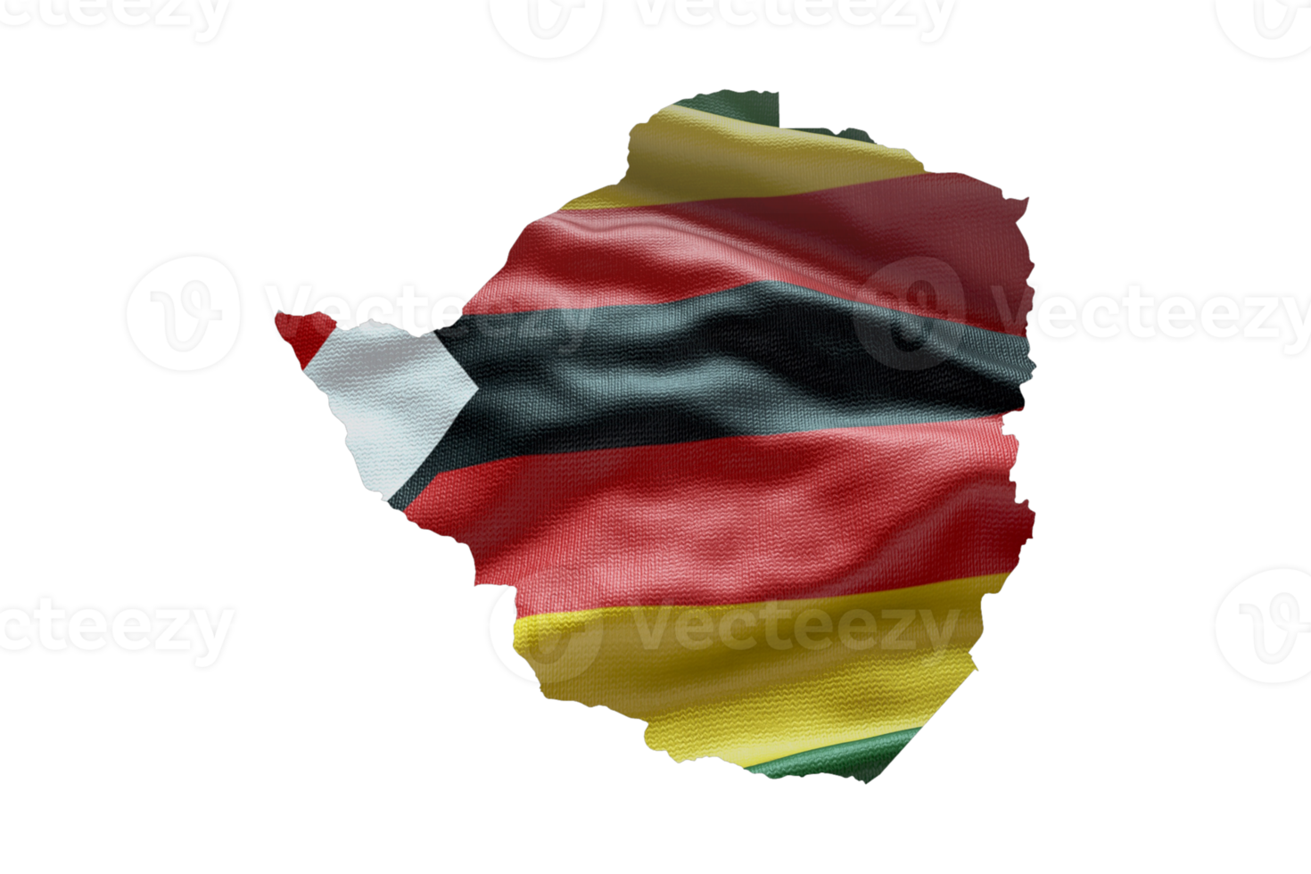 Zimbabwe map outline icon. PNG alpha channel. Country with national flag