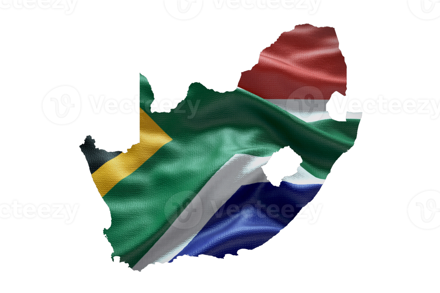 South Africa map outline icon. PNG alpha channel. Country with national flag