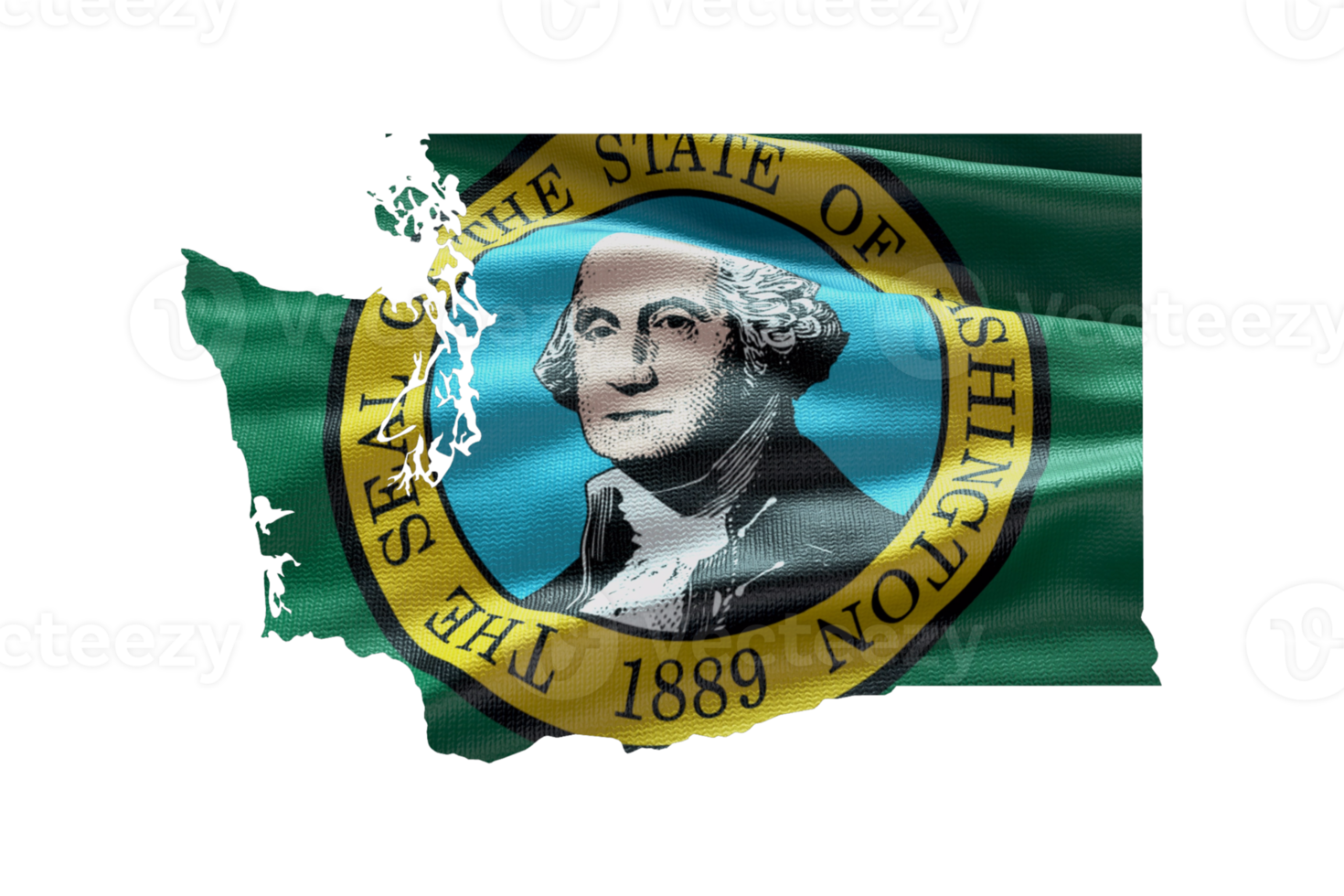 Washington staat kaart schets icoon. PNG alpha kanaal. Verenigde Staten van Amerika staat vlag