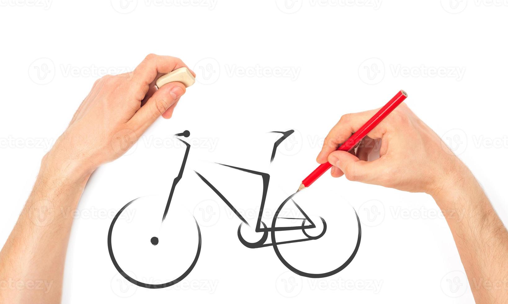 Man's Hand draws a bicycle photo