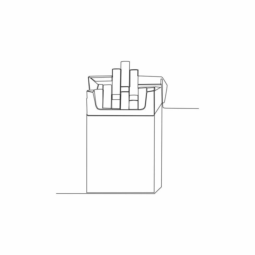 continuous line drawing of a pack of cigarettes vector