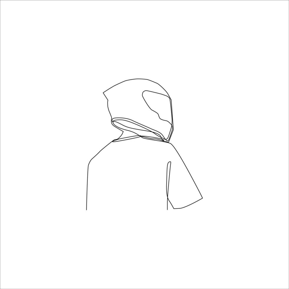 continuous line art of person wearing full face helmet vector