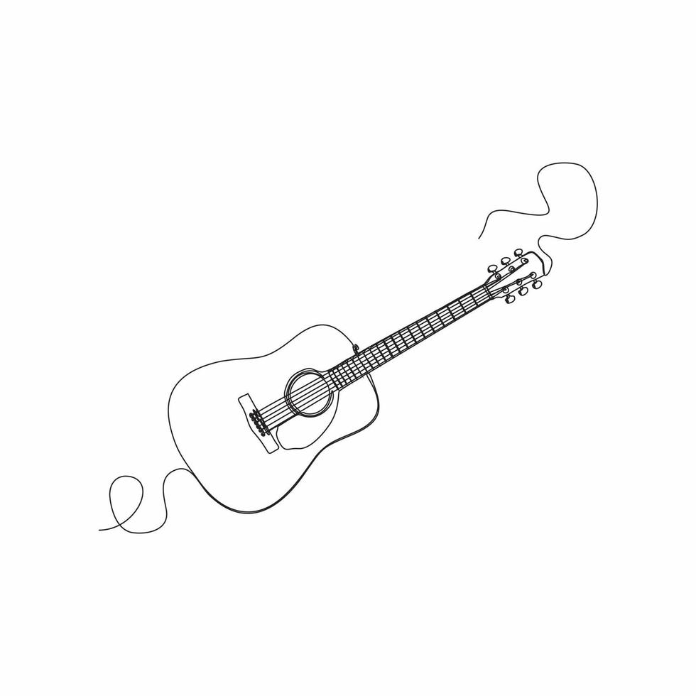 acoustic guitar continuous line drawing art vector