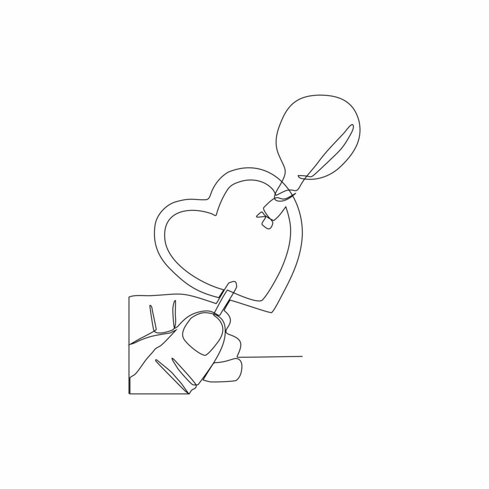 continuous line drawing of hand holding candy vector