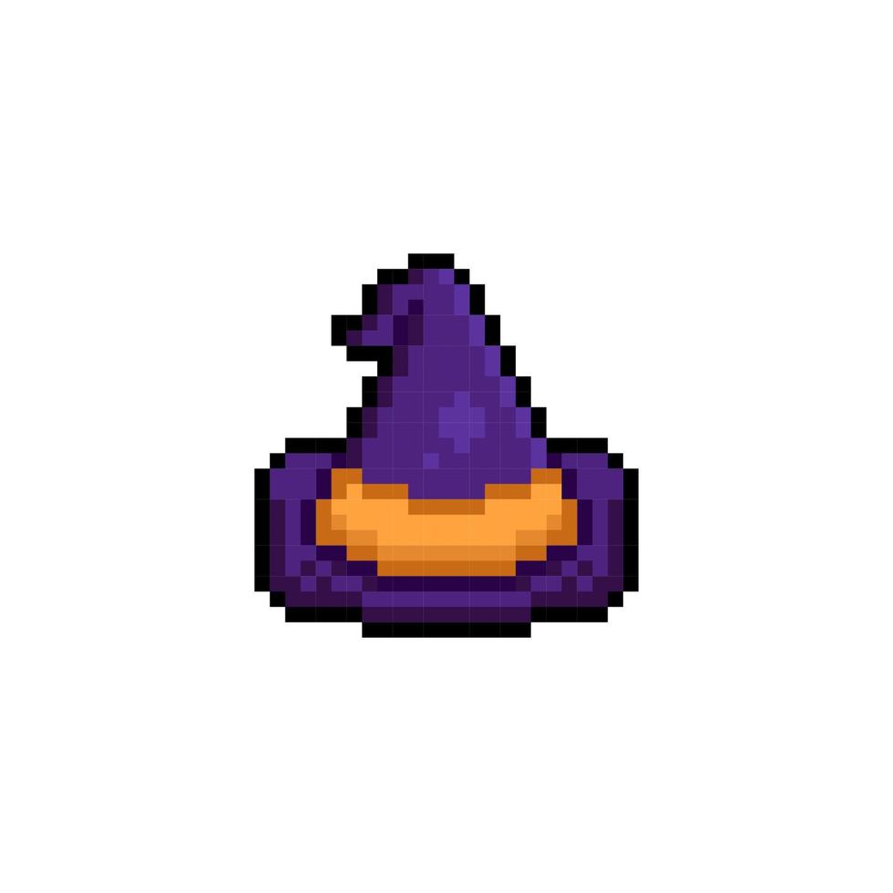 wizard hat in pixel art style vector